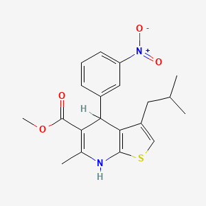 molecular formula C20H22N2O4S B1680436 Methyl 6-methyl-3-(2-methylpropyl)-4-(3-nitrophenyl)-4,7-dihydrothieno[2,3-b]pyridine-5-carboxylate CAS No. 120004-07-1