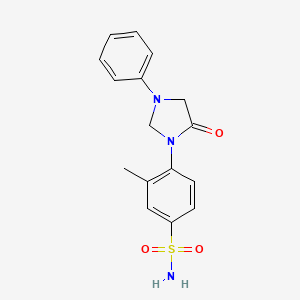molecular formula C16H17N3O3S B1680442 1-(2-甲基-4-磺酰胺苯基)-3-苯基-5-咪唑烷酮 CAS No. 53297-82-8