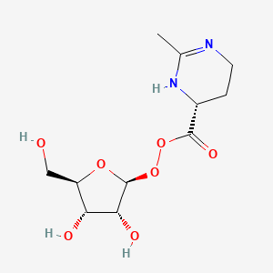 B1680594 [(2S,3R,4S,5R)-3,4-dihydroxy-5-(hydroxymethyl)oxolan-2-yl] (6R)-2-methyl-1,4,5,6-tetrahydropyrimidine-6-carboperoxoate CAS No. 102731-62-4