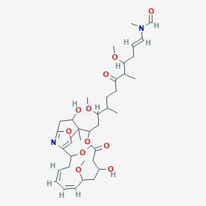 B1680596 N-[(E)-11-[(12Z,14Z)-3,9-dihydroxy-11,17-dimethoxy-4,4-dimethyl-7-oxo-6,20-dioxa-21-azabicyclo[16.2.1]henicosa-1(21),12,14,18-tetraen-5-yl]-4,10-dimethoxy-5,9-dimethyl-6-oxoundec-1-enyl]-N-methylformamide CAS No. 150346-23-9