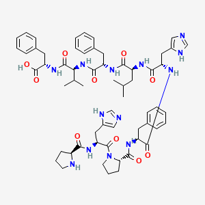 B1680615 (2S)-2-[[(2S)-2-[[(2S)-2-[[(2S)-2-[[(2S)-3-(1H-imidazol-5-yl)-2-[[(2S)-2-[[(2S)-1-[(2S)-3-(1H-imidazol-5-yl)-2-[[(2S)-pyrrolidine-2-carbonyl]amino]propanoyl]pyrrolidine-2-carbonyl]amino]-3-phenylpropanoyl]amino]propanoyl]amino]-4-methylpentanoyl]amino]-3-phenylpropanoyl]amino]-3-methylbutanoyl]amino]-3-phenylpropanoic acid CAS No. 95034-26-7