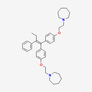 molecular formula C38H50N2O2 B1680631 1,1'-[(2-Phenyl-1-buten-1-ylidene)bis(4,1-phenyleneoxy-2,1-ethanediyl)]bis[hexahydro-1H-azepine] CAS No. 1020853-03-5