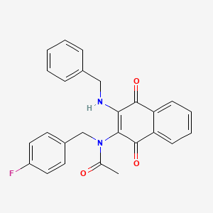 B1680648 N-[3-(benzylamino)-1,4-dioxo-1,4-dihydro-2-naphthalenyl]-N-(4-fluorobenzyl)acetamide CAS No. 355406-76-7