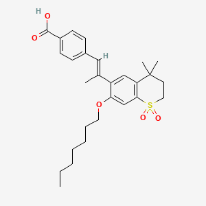 molecular formula C28H36O5S B1680685 4-[(E)-2-(7-庚氧基-4,4-二甲基-1,1-二氧代-2,3-二氢噻吩-6-基)丙-1-烯基]苯甲酸 CAS No. 144092-31-9