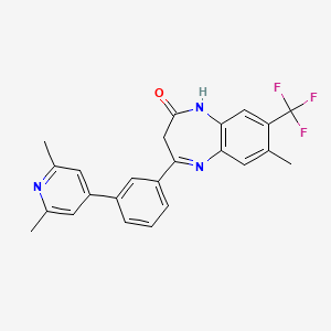 molecular formula C24H20F3N3O B1680687 4-[3-(2,6-Dimethylpyridin-4-yl)phenyl]-7-methyl-8-(trifluoromethyl)-1,3-dihydro-1,5-benzodiazepin-2-one CAS No. 579482-31-8