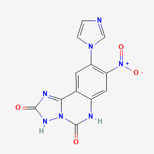 molecular formula C12H7N7O4 B1680692 9-Imidazol-1-yl-8-nitro-2,3,5,6-tetrahydro-[1,2,4]triazolo[1,5-c]quinazoline-2,5-dione CAS No. 211120-62-6