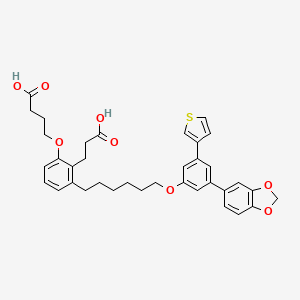 molecular formula C36H38O8S B1680695 4-{3-[6-(3-5-Benzo[1,3]dioxolyl-5-thiophen-3-ylphenoxy)hexyl]-2-(2-carboxyethyl)phenoxy}butyric Acid CAS No. 1123155-95-2