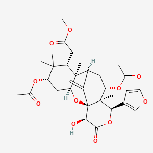 molecular formula C31H40O11 B1680753 Methyl 2-[(1S,3S,5S,7S,8S,9R,11S,12S,13R,16S)-5,11-diacetyloxy-13-(furan-3-yl)-16-hydroxy-6,6,8,12-tetramethyl-17-methylidene-15-oxo-2,14-dioxatetracyclo[7.7.1.01,12.03,8]heptadecan-7-yl]acetate CAS No. 133585-55-4