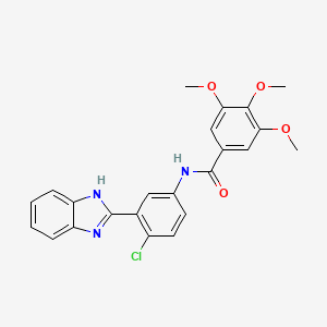 molecular formula C23H20ClN3O4 B1680766 N-[3-(1H-benzimidazol-2-yl)-4-chlorophenyl]-3,4,5-trimethoxybenzamide CAS No. 496793-78-3