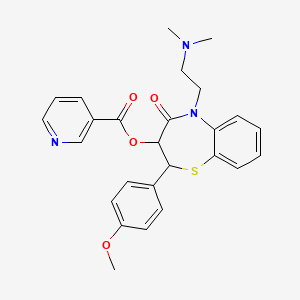 B1680785 3-Nicotinoxy-2,3-dihydro-5,2-(dimethylamino)ethyl-2-(4-methoxyphenyl)-1,5-benzothiazepin-4(5H)-one CAS No. 109545-09-7