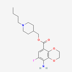B1680798 (1-Butylpiperidin-4-yl)methyl 5-amino-6-iodo-2,3-dihydro-1,4-benzodioxine-8-carboxylate CAS No. 148703-08-6
