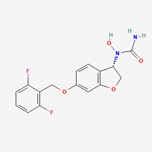 B1680801 1-((3S)-6-((2,6-Difluorophenyl)methoxy)-2,3-dihydrobenzofuran-3-yl)-1-hydroxyurea CAS No. 162750-10-9