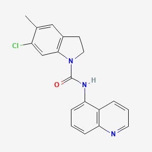 molecular formula C19H16ClN3O B1680803 6-氯-5-甲基-N-喹啉-5-基-2,3-二氢吲哚-1-甲酰胺 CAS No. 162100-15-4