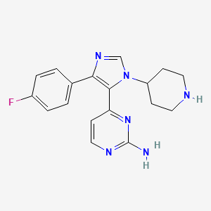 molecular formula C18H19FN6 B1680807 4-(4-氟苯基)-1-(4-哌啶基)-5-(2-氨基-4-嘧啶基)-咪唑 CAS No. 165806-53-1
