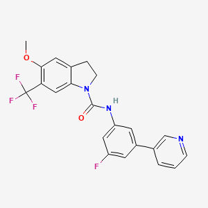 B1680812 N-(3-(3-Pyridinyl)-5-fluorophenyl)-5-methoxy-6-(trifluoromethyl)indoline-1-carboxamide CAS No. 181629-93-6