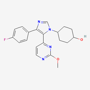 molecular formula C20H21FN4O2 B1680818 反式-环己醇，4-(4-(4-氟苯基)-5-(2-甲氧基-4-嘧啶基)-1H-咪唑-1-基)- CAS No. 193551-21-2
