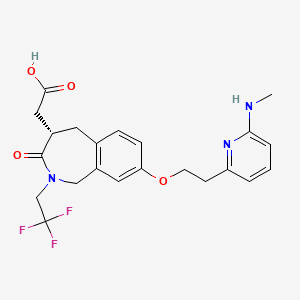 B1680824 1H-2-Benzazepine-4-acetic acid, 2,3,4,5-tetrahydro-8-(2-(6-(methylamino)-2-pyridinyl)ethoxy)-3-oxo-2-(2,2,2-trifluoroethyl)-, (4S)- CAS No. 205678-31-5