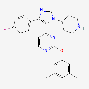 molecular formula C26H26FN5O B1680826 2-(3,5-Dimethylphenoxy)-4-[1-(piperidine-4-yl)-4-(4-fluorophenyl)-5-imidazolyl]pyrimidine 