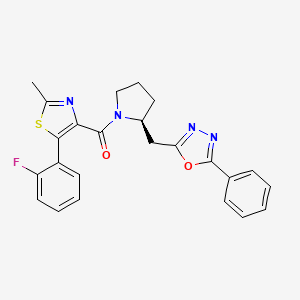 molecular formula C24H21FN4O2S B1680843 (S)-(5-(2-Fluorophenyl)-2-methylthiazol-4-yl)(2-((5-phenyl-1,3,4-oxadiazol-2-yl)methyl)pyrrolidin-1-yl)methanone CAS No. 483313-22-0