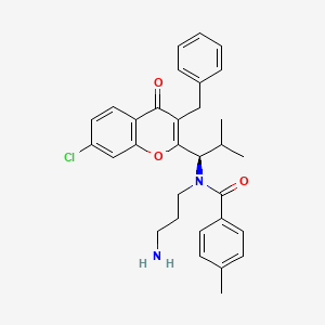 molecular formula C31H34Cl2N2O3 B1680848 N-(3-Aminopropyl)-N-[(1r)-1-(3-Benzyl-7-Chloro-4-Oxo-4h-Chromen-2-Yl)-2-Methylpropyl]-4-Methylbenzamide CAS No. 618430-39-0