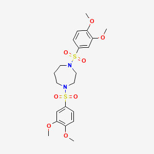 molecular formula C21H28N2O8S2 B1680850 1,4-双((3,4-二甲氧苯基)磺酰基)-1,4-二氮杂环己烷 CAS No. 447410-57-3