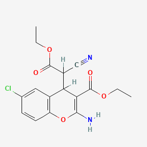 molecular formula C17H17ClN2O5 B1680882 ethyl 2-amino-6-chloro-4-(1-cyano-2-ethoxy-2-oxoethyl)-4H-chromene-3-carboxylate CAS No. 305834-79-1