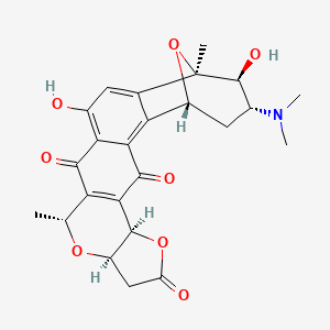 molecular formula C24H25NO8 B1680901 (1R,6R,10R,12R,19R,20S,21R)-21-(二甲氨基)-16,20-二羟基-12,19-二甲基-7,11,23-三氧杂六环[17.3.1.02,18.03,15.05,13.06,10]二十三-2,5(13),15,17-四烯-4,8,14-三酮 CAS No. 114970-20-6