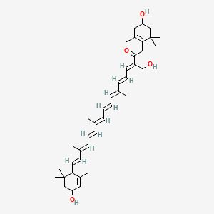 molecular formula C40H56O4 B1680976 (3E,5E,7E,9E,11E,13E,15E,17E)-3-(hydroxymethyl)-1-(4-hydroxy-2,6,6-trimethylcyclohexen-1-yl)-18-(4-hydroxy-2,6,6-trimethylcyclohex-2-en-1-yl)-7,12,16-trimethyloctadeca-3,5,7,9,11,13,15,17-octaen-2-one CAS No. 28526-44-5