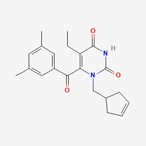 B1680995 1-[(Cyclopent-3-en-1-yl)methyl]-5-ethyl-6-(3,5-dimethylbenzoyl)-2,4-pyrimidinedione CAS No. 195720-26-4