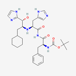 B1681089 tert-butyl N-[(2S)-1-[[(2S)-2-[[(1R,2S)-3-cyclohexyl-1-hydroxy-1-(1H-imidazol-2-yl)propan-2-yl]amino]-3-(1H-imidazol-5-yl)propanoyl]amino]-1-oxo-3-phenylpropan-2-yl]carbamate CAS No. 121995-36-6