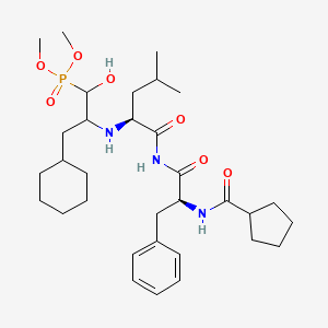 B1681093 N-[(2S)-1-[[(2S)-2-[(3-cyclohexyl-1-dimethoxyphosphoryl-1-hydroxypropan-2-yl)amino]-4-methylpentanoyl]amino]-1-oxo-3-phenylpropan-2-yl]cyclopentanecarboxamide CAS No. 125399-14-6