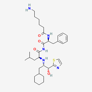 B1681095 (2S)-N-[(2S)-2-(6-aminohexanoylamino)-3-phenylpropanoyl]-2-[[(1R,2S)-3-cyclohexyl-1-hydroxy-1-(1,3-thiazol-2-yl)propan-2-yl]amino]-4-methylpentanamide CAS No. 122280-12-0