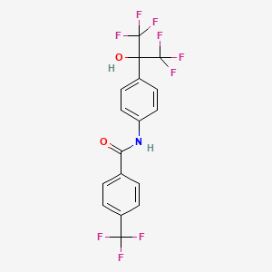 molecular formula C17H10F9NO2 B1681099 N-[4-(1,1,1,3,3,3-hexafluoro-2-hydroxypropan-2-yl)phenyl]-4-(trifluoromethyl)benzamide CAS No. 1246525-60-9