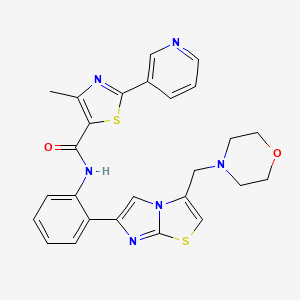 B1681106 5-Thiazolecarboxamide, 4-methyl-N-[2-[3-(4-morpholinylmethyl)imidazo[2,1-b]thiazol-6-yl]phenyl]-2-(3-pyridinyl)- CAS No. 1093403-33-8
