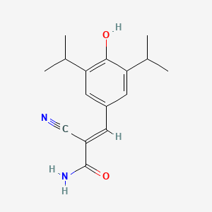 molecular formula C16H20N2O2 B1681118 2-Propenamide, 2-cyano-3-(4-hydroxy-3,5-bis(1-methylethyl)phenyl)- CAS No. 106392-48-7