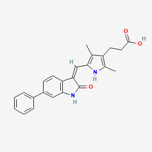 molecular formula C24H22N2O3 B1681153 (Z)-3-(2,4-二甲基-5-((2-氧代-6-苯基吲哚啉-3-亚甲基)-1H-吡咯-3-基)丙酸 CAS No. 251356-45-3