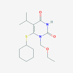 B1681325 6-(cyclohexylsulfanyl)-1-(ethoxymethyl)-5-(1-methylethyl)pyrimidine-2,4(1H,3H)-dione CAS No. 251481-69-3