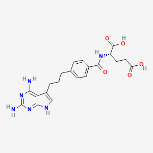 B1681327 N-(4-(3-(2,4-Diamino-7H-pyrrolo(2,3-d)pyrimidin-5-yl)propyl)benzoyl)glutamic acid CAS No. 125991-51-7