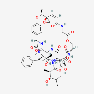 molecular formula C51H69N7O15 B1681399 (2R,3R)-N-[(1S,7R,8S,9Z,17S,20R,21S,29S,32R)-29-Benzyl-24-[(2S)-butan-2-yl]-32-[(1R)-1-hydroxyethyl]-7,20,28-trimethyl-11,14,18,22,25,27,30,33-octaoxospiro[6,15,19-trioxa-12,23,26,28,31,34-hexazatricyclo[15.9.8.22,5]hexatriaconta-2(36),3,5(35),9-tetraene-8,2'-oxirane]-21-yl]-3-hydroxy-2,4-dimethylpentanamide CAS No. 152340-22-2