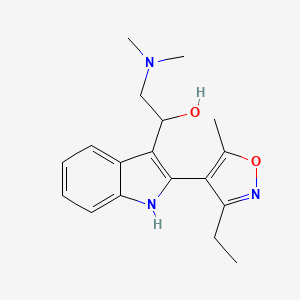 molecular formula C18H23N3O2 B1681469 alpha-(Dimethylaminomethyl)-2-(3-ethyl-5-methyl-4-isoxazolyl)-1H-indole-3-methanol CAS No. 80565-58-8