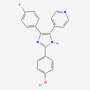 molecular formula C20H14FN3O B1681491 4-(4-Fluorophenyl)-2-(4-hydroxyphenyl)-5-(4-pyridyl)imidazole CAS No. 152121-30-7