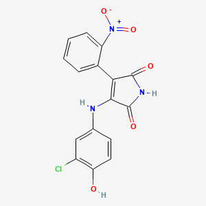 molecular formula C16H10ClN3O5 B1681499 3-(3-chloro-4-hydroxyphenylamino)-4-(4-nitrophenyl)-1H-pyrrole-2,5-dione CAS No. 264218-23-7