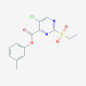 molecular formula C14H13ClN2O4S B1681503 m-Tolyl 5-chloro-2-(ethylsulfonyl)pyrimidine-4-carboxylate CAS No. 882366-16-7