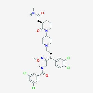 molecular formula C33H41Cl4N5O4 B1681528 3,5-Dichloro-N-[(2Z,3R)-3-(3,4-dichlorophenyl)-2-methoxyimino-5-[4-[(3R)-3-[2-(methylamino)-2-oxoethyl]-2-oxopiperidin-1-yl]piperidin-1-yl]pentyl]-N-methylbenzamide 