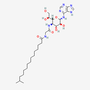 B1681629 L-glycero-beta-L-gluco-Heptopyranosylamine, 4-deoxy-4-((((14-methyl-1-oxopentadecyl)amino)acetyl)amino)-N-1H-purin-6-yl- CAS No. 62362-59-8