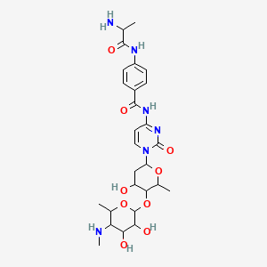 B1681645 4-(2-aminopropanoylamino)-N-[1-[5-[3,4-dihydroxy-6-methyl-5-(methylamino)oxan-2-yl]oxy-4-hydroxy-6-methyloxan-2-yl]-2-oxopyrimidin-4-yl]benzamide CAS No. 115748-04-4