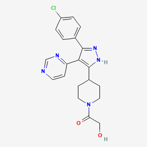 molecular formula C20H20ClN5O2 B1681693 2-{4-[5-(4-Chlorophenyl)-4-Pyrimidin-4-Yl-1h-Pyrazol-3-Yl]piperidin-1-Yl}-2-Oxoethanol CAS No. 271576-80-8