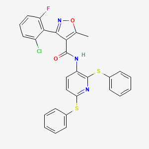 molecular formula C28H19ClFN3O2S2 B1681741 N-[2,6-bis(phenylsulfanyl)pyridin-3-yl]-3-(2-chloro-6-fluorophenyl)-5-methyl-1,2-oxazole-4-carboxamide CAS No. 260392-25-4