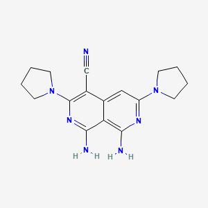 molecular formula C17H21N7 B1681751 1,8-二氨基-3,6-二吡咯烷-1-基-2,7-萘啶-4-腈 CAS No. 522606-67-3