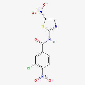 molecular formula C10H5ClN4O5S B1681823 3-氯-4-硝基-N-(5-硝基-2-噻唑基)-苯甲酰胺 CAS No. 380623-76-7